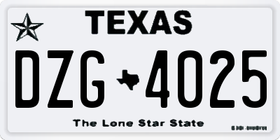 TX license plate DZG4025