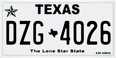 TX license plate DZG4026