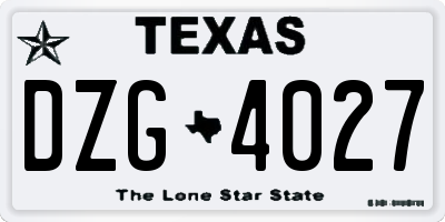 TX license plate DZG4027