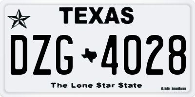 TX license plate DZG4028