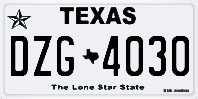 TX license plate DZG4030