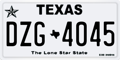 TX license plate DZG4045