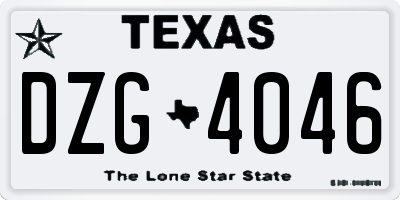 TX license plate DZG4046