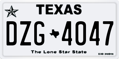 TX license plate DZG4047