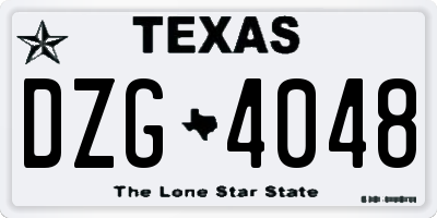 TX license plate DZG4048