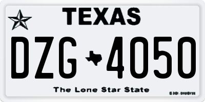 TX license plate DZG4050