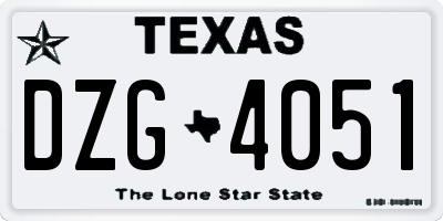 TX license plate DZG4051