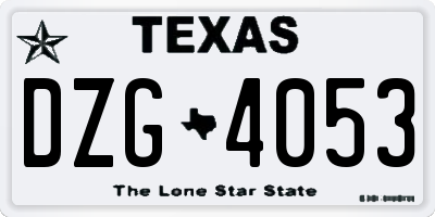 TX license plate DZG4053