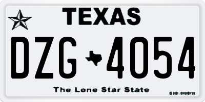 TX license plate DZG4054