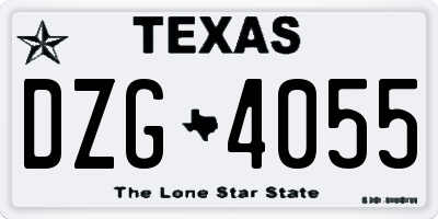 TX license plate DZG4055
