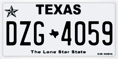 TX license plate DZG4059