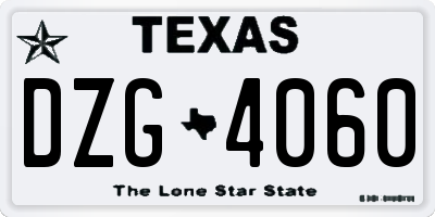 TX license plate DZG4060