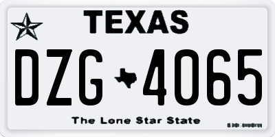 TX license plate DZG4065