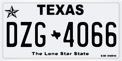 TX license plate DZG4066