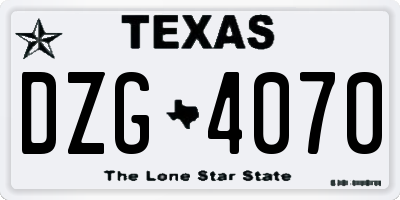 TX license plate DZG4070