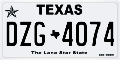 TX license plate DZG4074