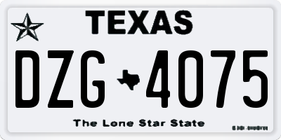 TX license plate DZG4075