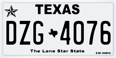 TX license plate DZG4076