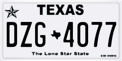 TX license plate DZG4077