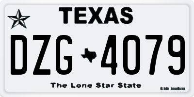 TX license plate DZG4079