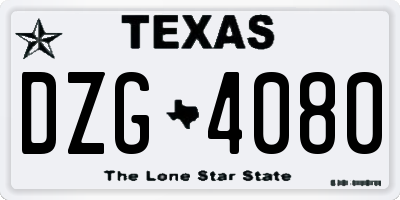 TX license plate DZG4080
