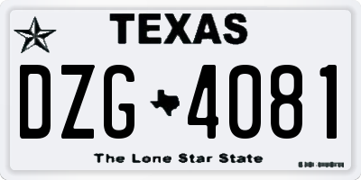 TX license plate DZG4081