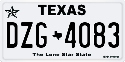TX license plate DZG4083