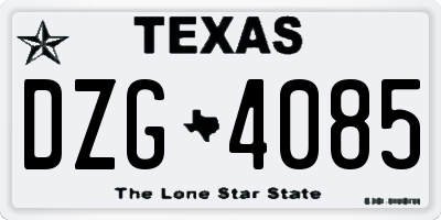 TX license plate DZG4085