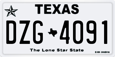 TX license plate DZG4091