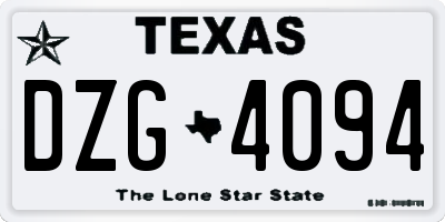 TX license plate DZG4094