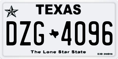 TX license plate DZG4096