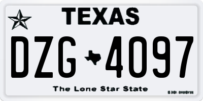 TX license plate DZG4097