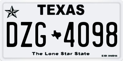 TX license plate DZG4098