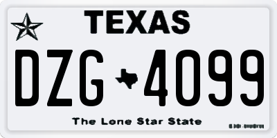 TX license plate DZG4099