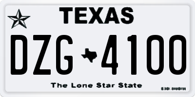 TX license plate DZG4100