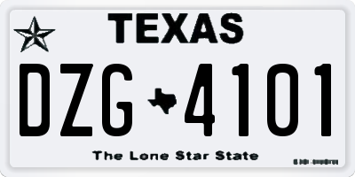 TX license plate DZG4101