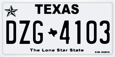 TX license plate DZG4103
