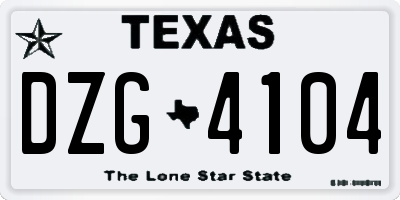 TX license plate DZG4104