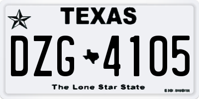 TX license plate DZG4105