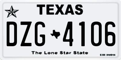 TX license plate DZG4106