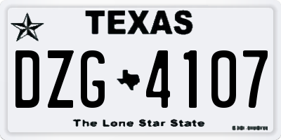 TX license plate DZG4107