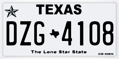 TX license plate DZG4108