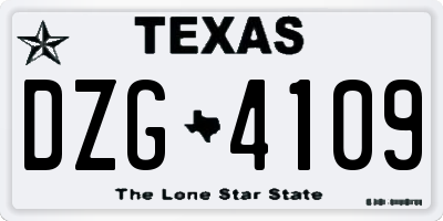TX license plate DZG4109