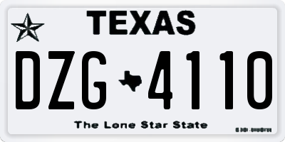 TX license plate DZG4110