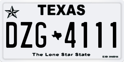 TX license plate DZG4111