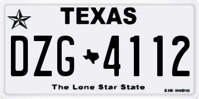 TX license plate DZG4112