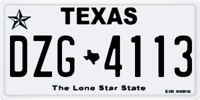 TX license plate DZG4113