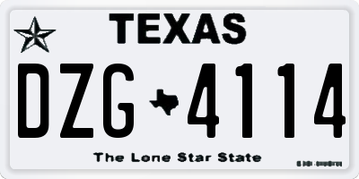 TX license plate DZG4114