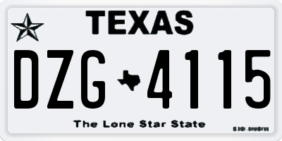 TX license plate DZG4115