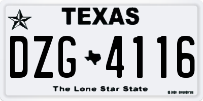 TX license plate DZG4116